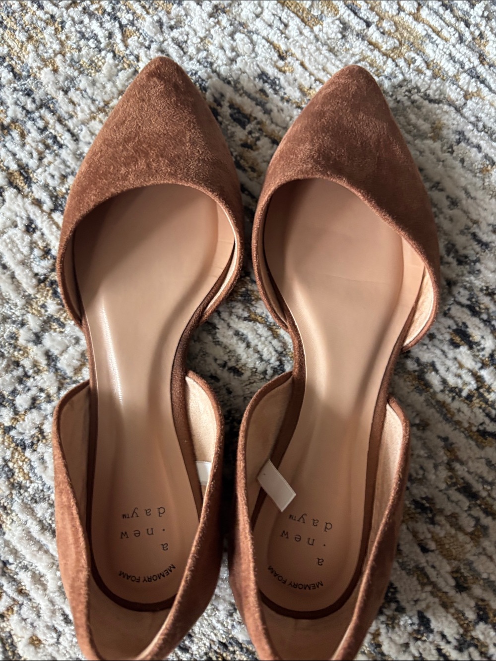 a new day Chestnut Brown Suede Pointed D'Orsay Flats